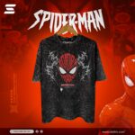 Spiderman Acid Wash T shirt Black