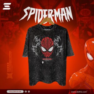 Spiderman Acid Wash T shirt Black