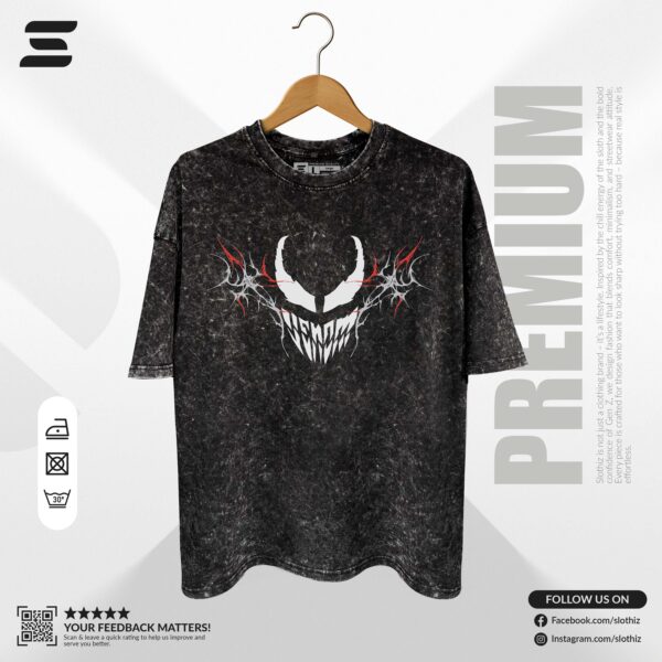 Venom-Drop Shoulder-Acid Wash T-shirt