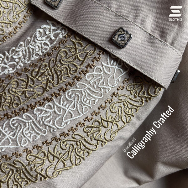 Biscuit One Side Calligraphy Cuff Panjabi