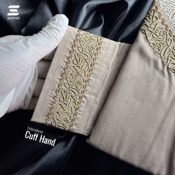 Biscuit One Side Calligraphy Cuff Panjabi